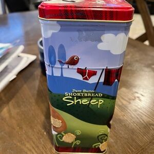 Plaid Tin with Sheep Design